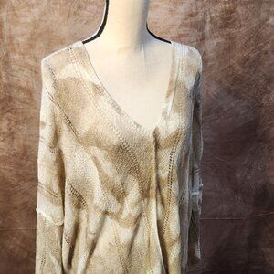 POL Cream & Taupe Tie-Dye Open Knit Sweater – Size M